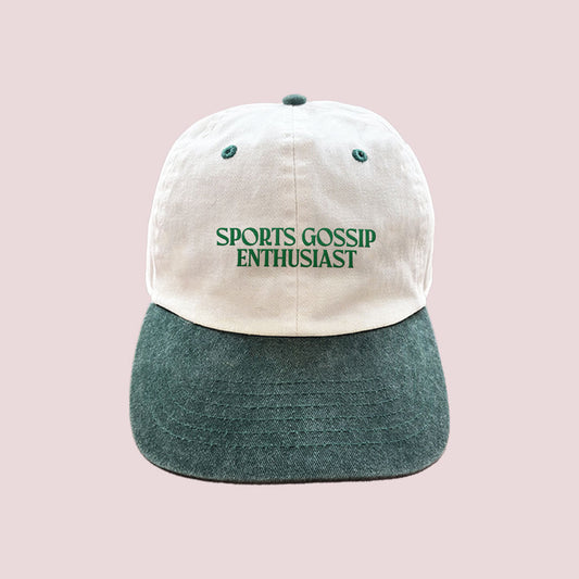 'Sports Gossip Enthusiast' Hat in Two-Tone Green & White