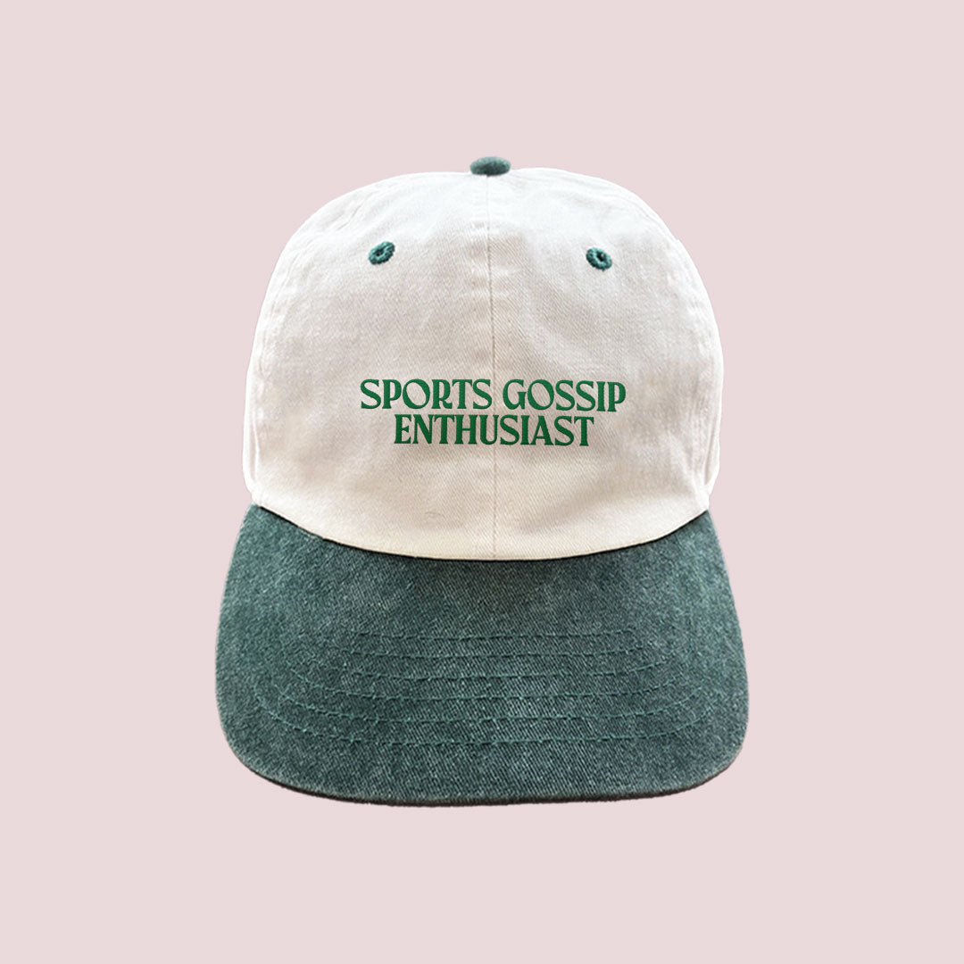 'Sports Gossip Enthusiast' Hat in Two-Tone Green & White